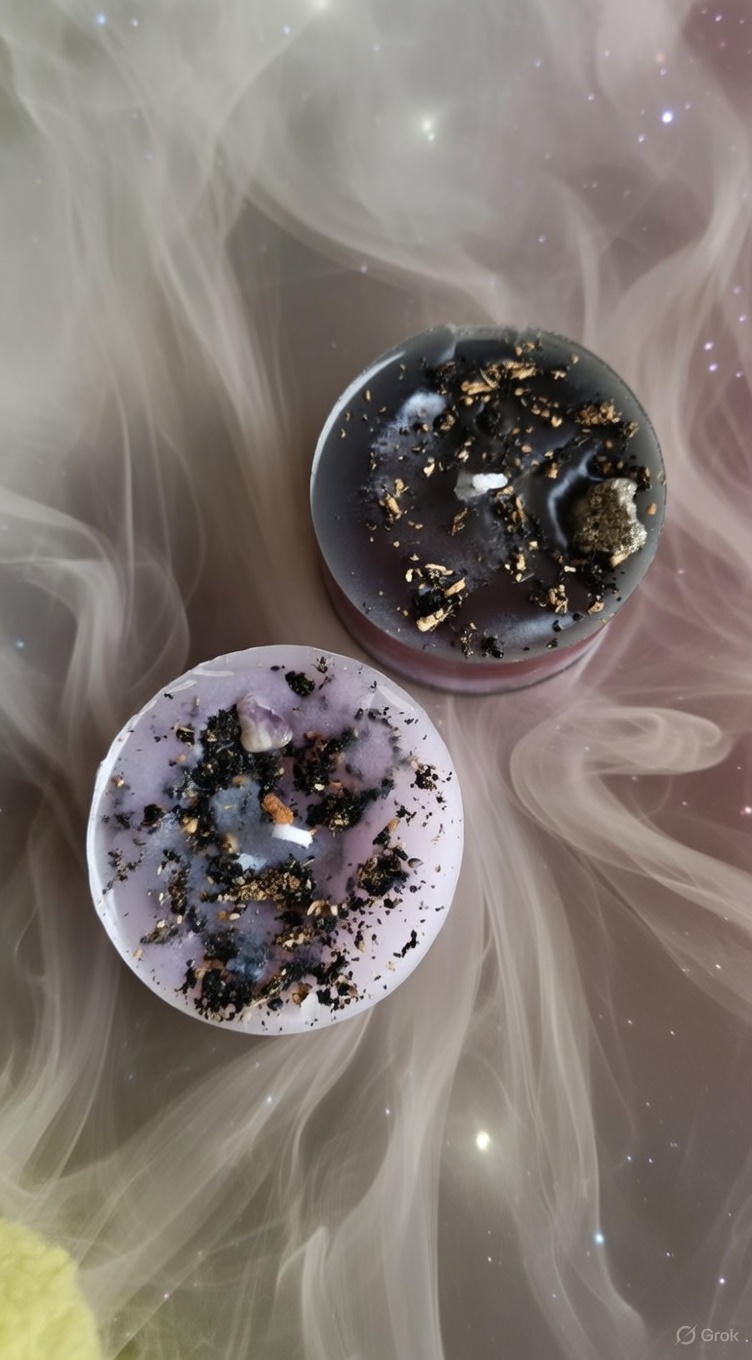 Pack de Velas Místicas - Abundancia (Pirita) y Paz (Amatista)