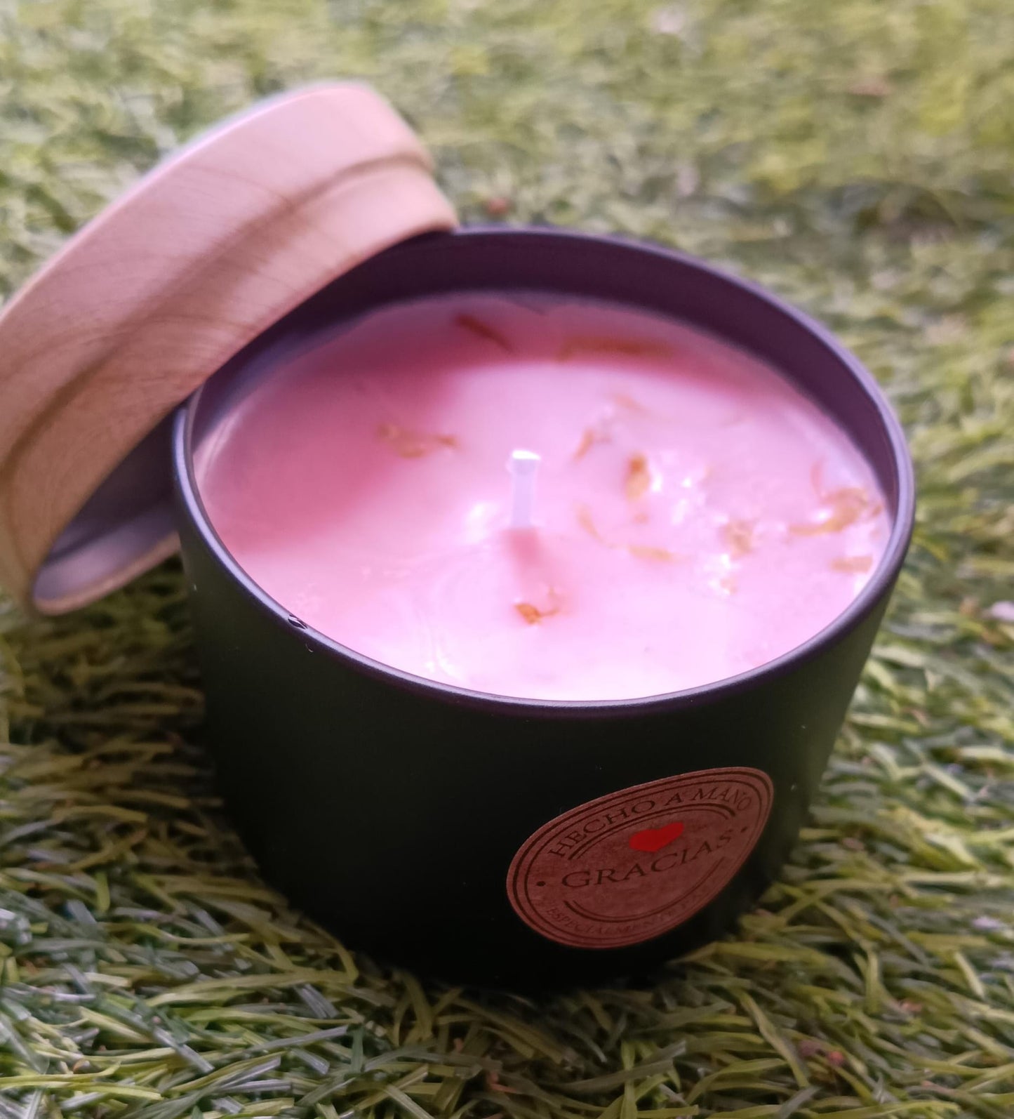 Vela en Vaso con Caléndula e Incienso - Sanación y Luz