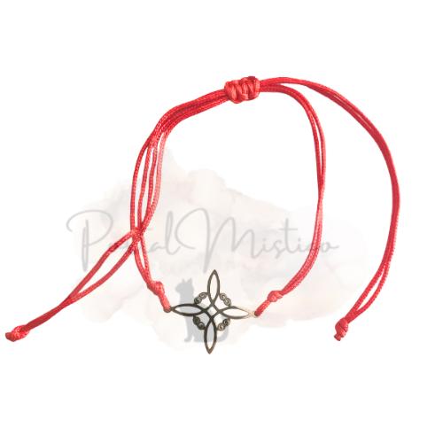 Pulsera de Hilo Rojo con Nudo de Bruja de Acero - Protección Doble