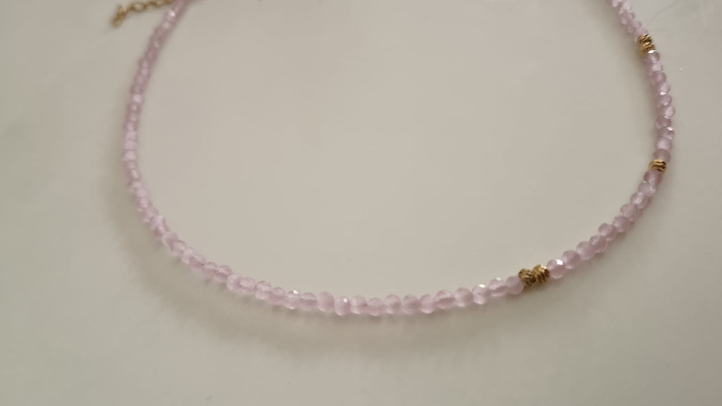 Collar Cuarzo Rosa facetado