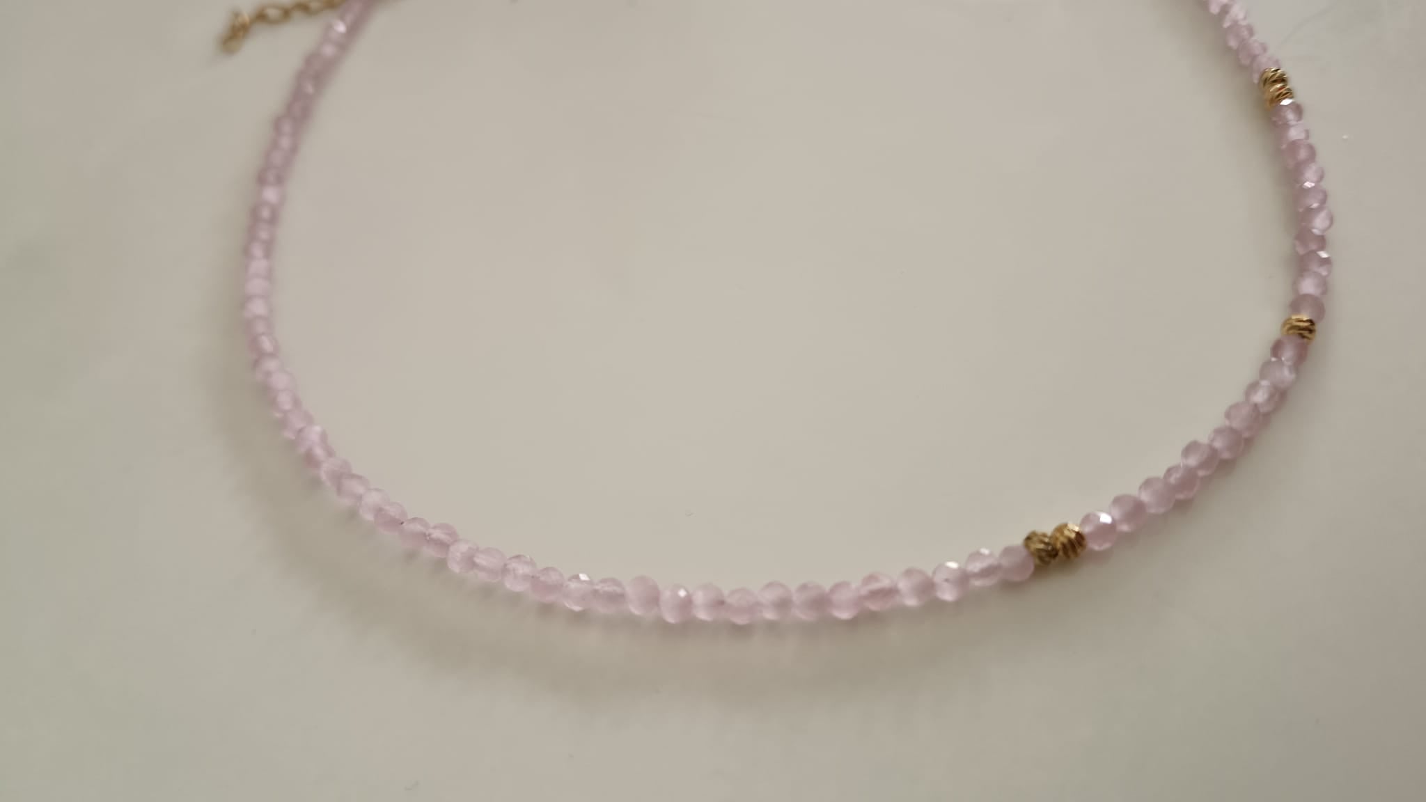 Collar Cuarzo Rosa facetado