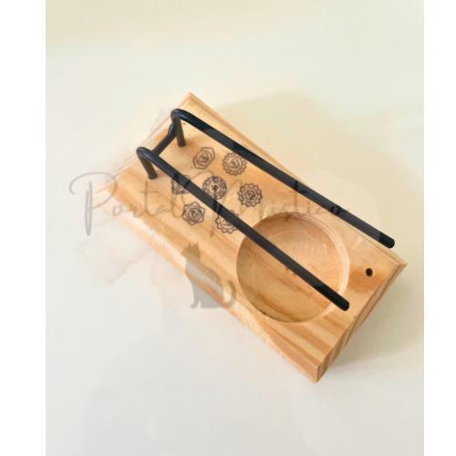 Porta incienso madera metal 7 chakras