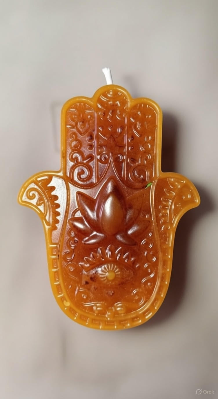 Vela Mano de Fátima Miel y Sangre de Drago