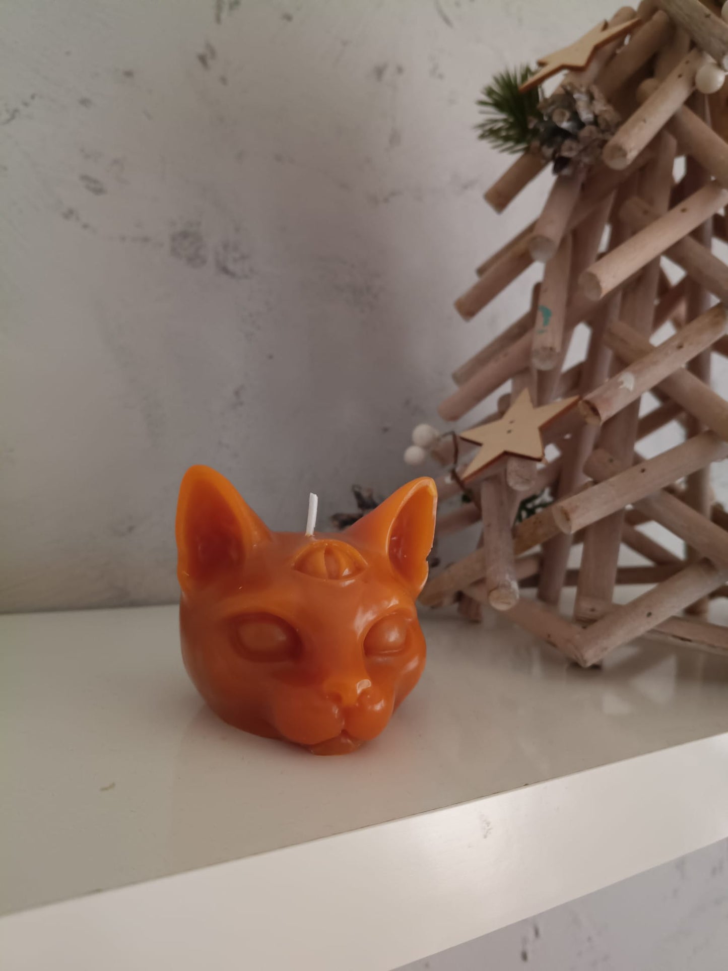 Vela de Gato en Miel Natural - Intuición, Suerte y Protección del Hogar