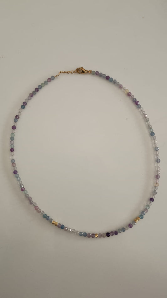 Collar de Fluorita Multicolor Facetada - Orden y Limpieza Mental